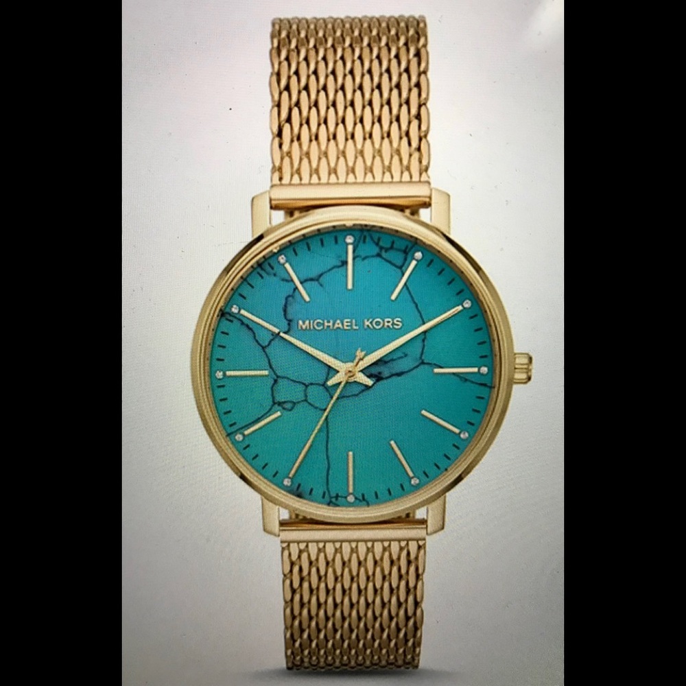 Michael Kors Gold-Tone Mesh and Turquoise watch